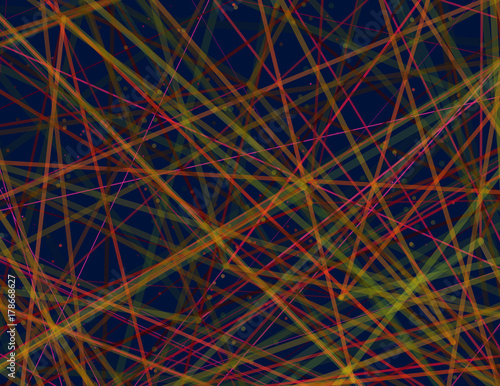Modern abstract vector illustration. Futuristic colorful background with linear connections of virtual neural network. Intricated digital system. Complex trace routing in deep web. Element of design.