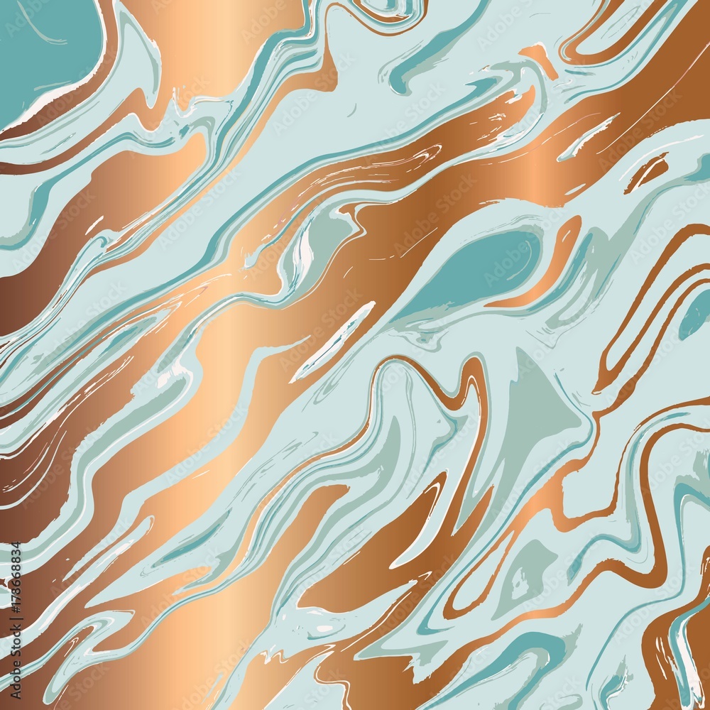 Liquid marble texture design, colorful marbling surface, golden lines, vibrant abstract paint design, vector