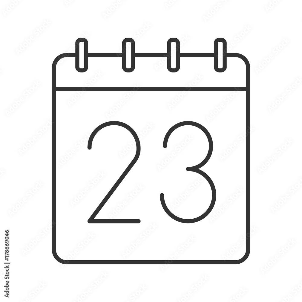 Twenty third day of month linear icon Twenty third day of month linear icon