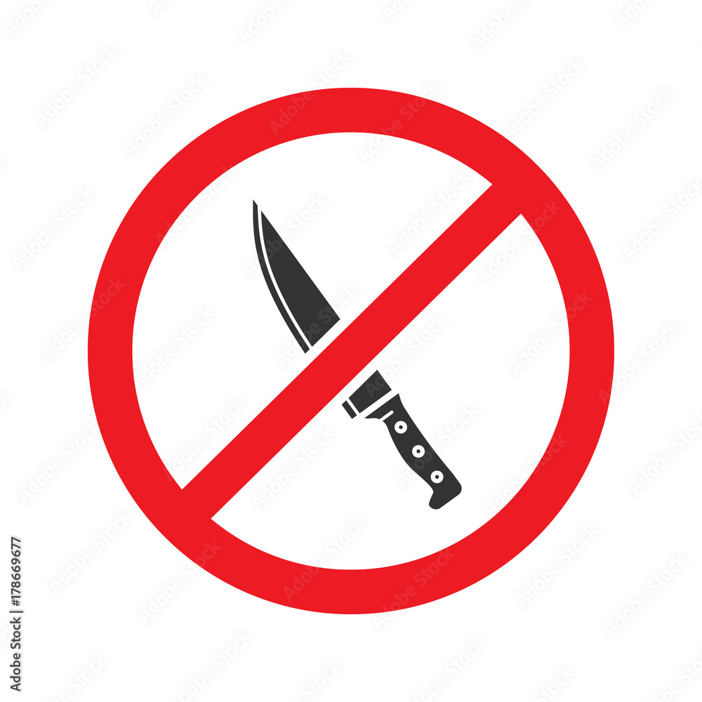 Forbidden sign with knife glyph icon Forbidden sign with knife glyph icon