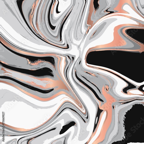 Liquid marble texture design, colorful marbling surface, copper shiny lines, vibrant abstract paint design, vector