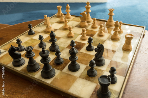 chess, chessboard, wood chess pieces