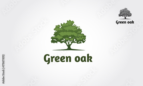 Green Oak Vector Logo Template. Green Oak Silhouette of a tree, Vector logo illustration. 