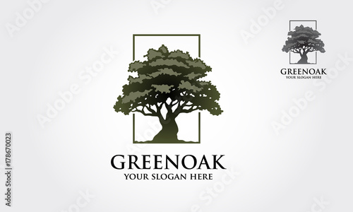 Green Oak Vector Logo template. Clean, luxury and modern style on white background.