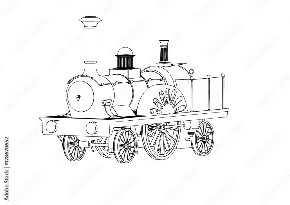 sketch of a steam locomotive on white background vector sketch of a steam locomotive on white background vector