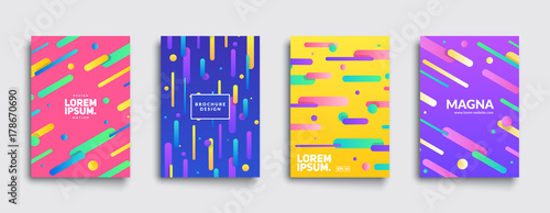 Covers with geometric pattern. Shapes with gradients composition. Eps10 vector template.
