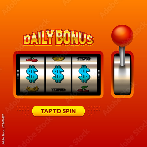 "Daily bonus" slots 3d widget illustration. Eps10 vector.