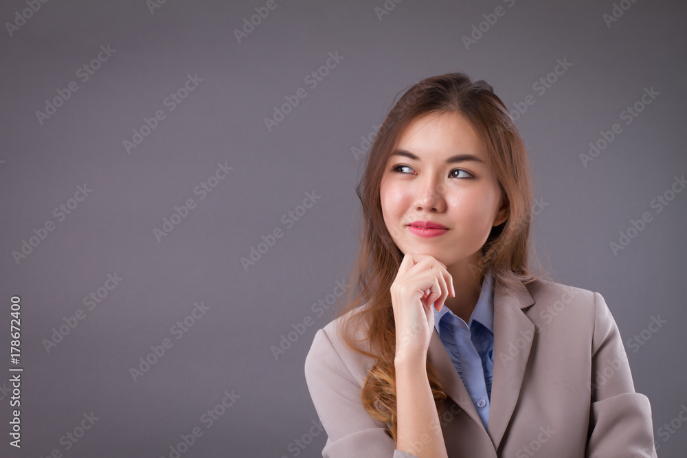 business woman thinking, planning with vision business woman thinking, planning with vision