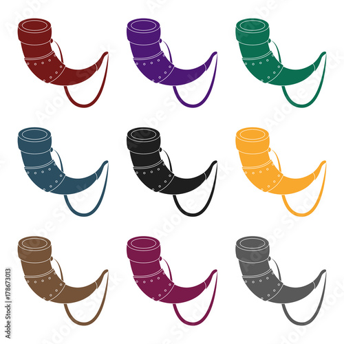Viking horn icon in black style isolated on white background. Vikings symbol stock vector illustration.
