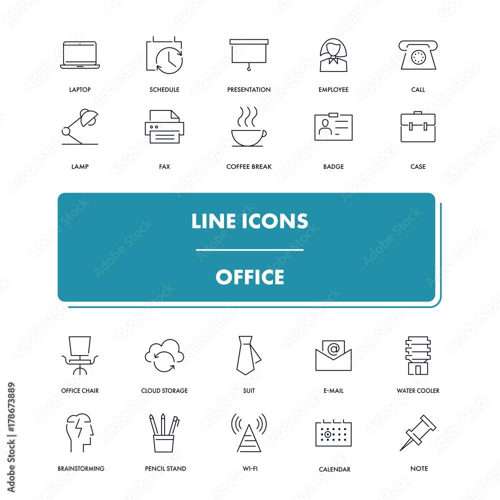 Line icons set. Office