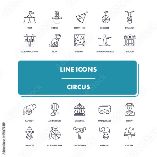  Line icons set. Circus 