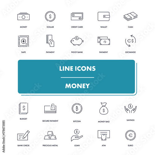 Line icons set. Money 