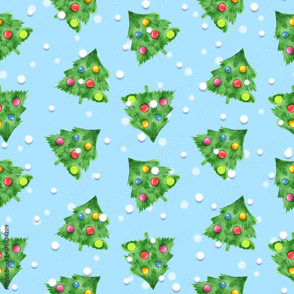 New year seamless pattern. Fir tree and balls. Christmas background 3 New year seamless pattern. Fir tree and balls. Christmas background 3