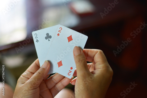 Double two slave poker card.