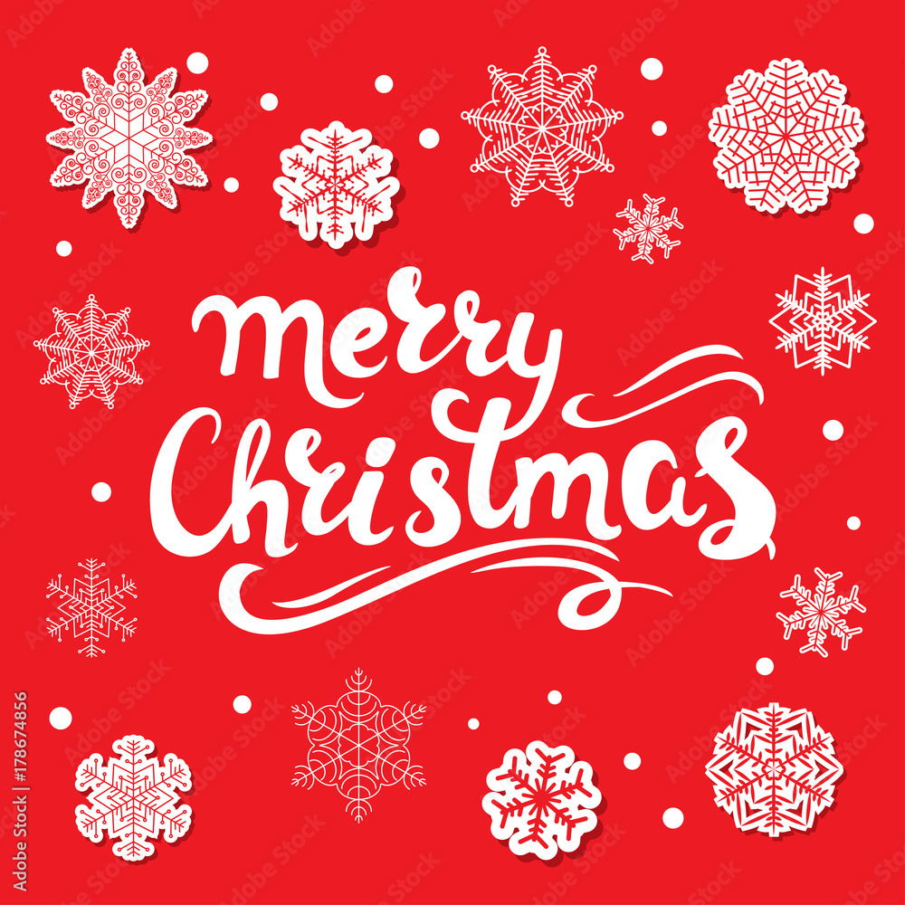calligraphy lettering merry christmas on a red background calligraphy lettering merry christmas on a red background