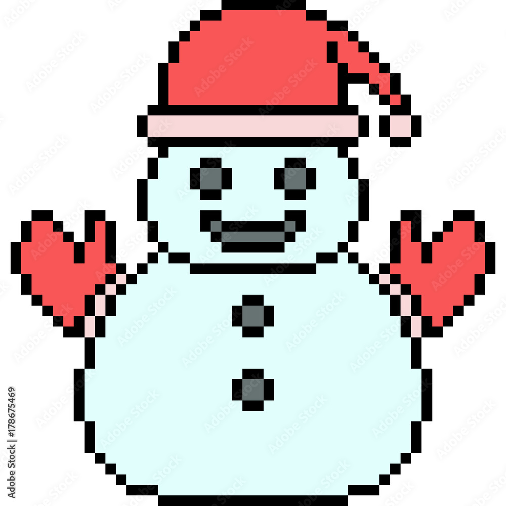 Fototapeta premium vector pixel art santa snowman
