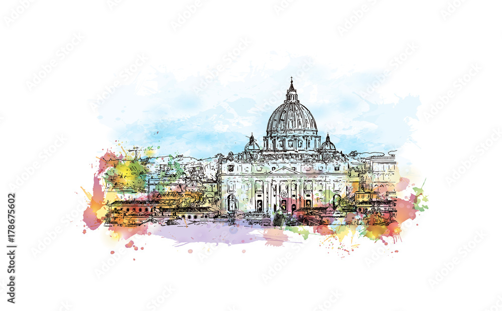 Rome city St. Peter Cathedral. Travel Italy sign. Vatican landmark Stock  Vector Image & Art - Alamy