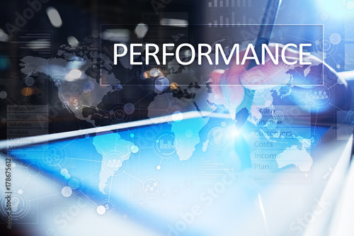Performance indicator on virtual screen. KPI. Business growth strategy. © WrightStudio