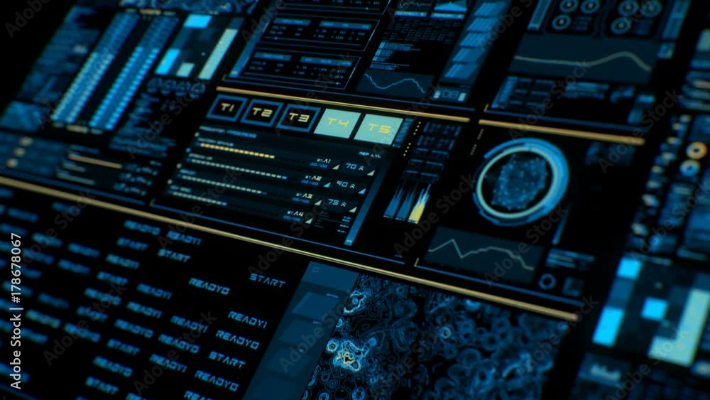 Vidéo Stock Perspective view of colorful futuristic interface/Digital ...