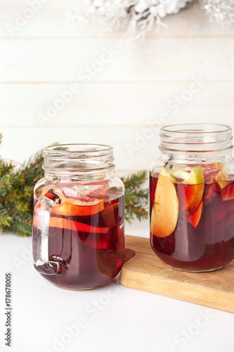Red mulled wine in two glasses