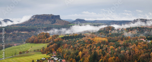 Beautiful view from the viewpoint in Saxon Switzerland National Park, Germany