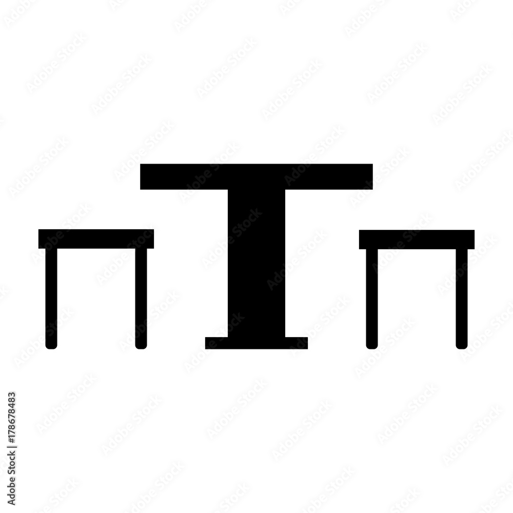 Table and chairs icon. Table and chairs icon.