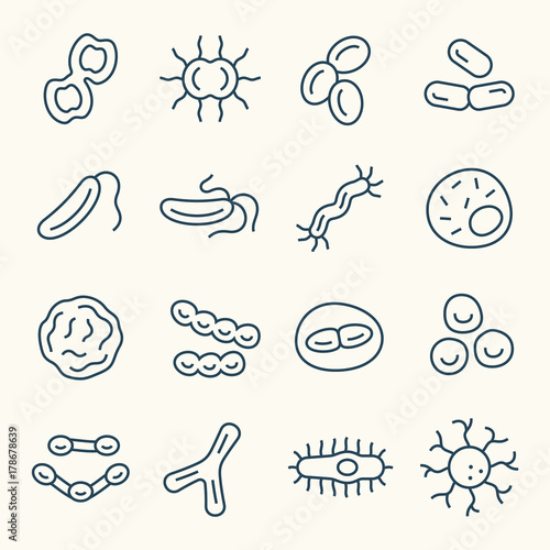 Bacteria line icons