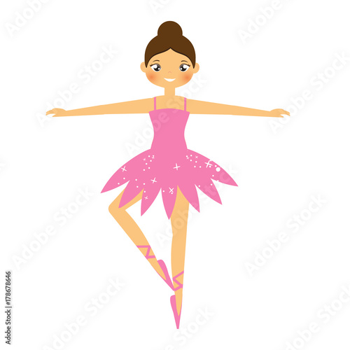 Cute ballerina. Girl dancing in tutu skirt