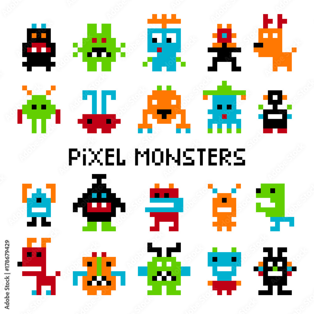 Pixel invaders set