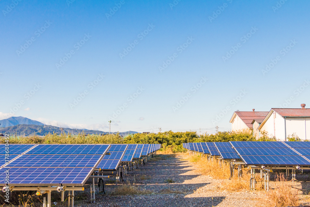 Solar power panels ,Photovoltaic modules for innovation green energy for life with blue sky background. Solar power panels ,Photovoltaic modules for innovation green energy for life with blue sky background.