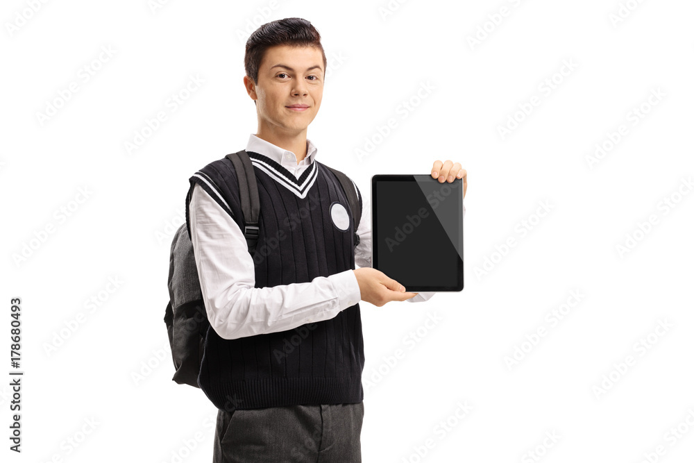 Teenage student showing a tablet Teenage student showing a tablet