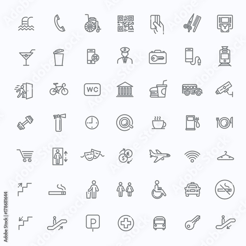 Simple Set of Public Navigation Related Vector Line Icons