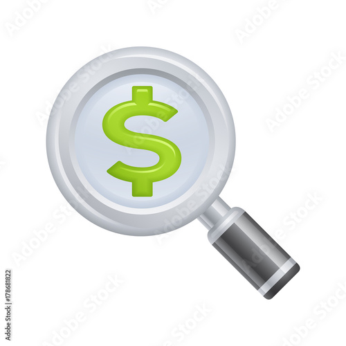 Magnifier & Dollar - Novo Icons. A professional, pixel-aligned icon designed on a 64 x 64 pixel.  