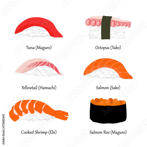 Sushi set vector