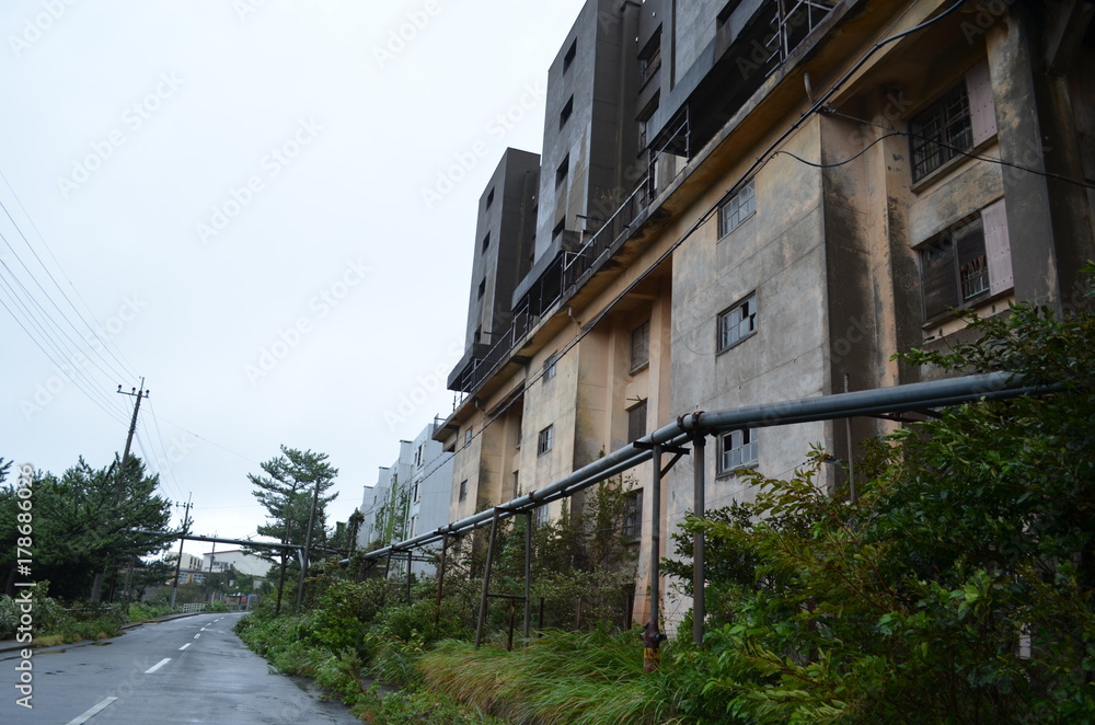 長崎県長崎市 池島  炭鉱 アパート 廃墟　Nagasaki city Ikeshima Coalmine apartment ruins