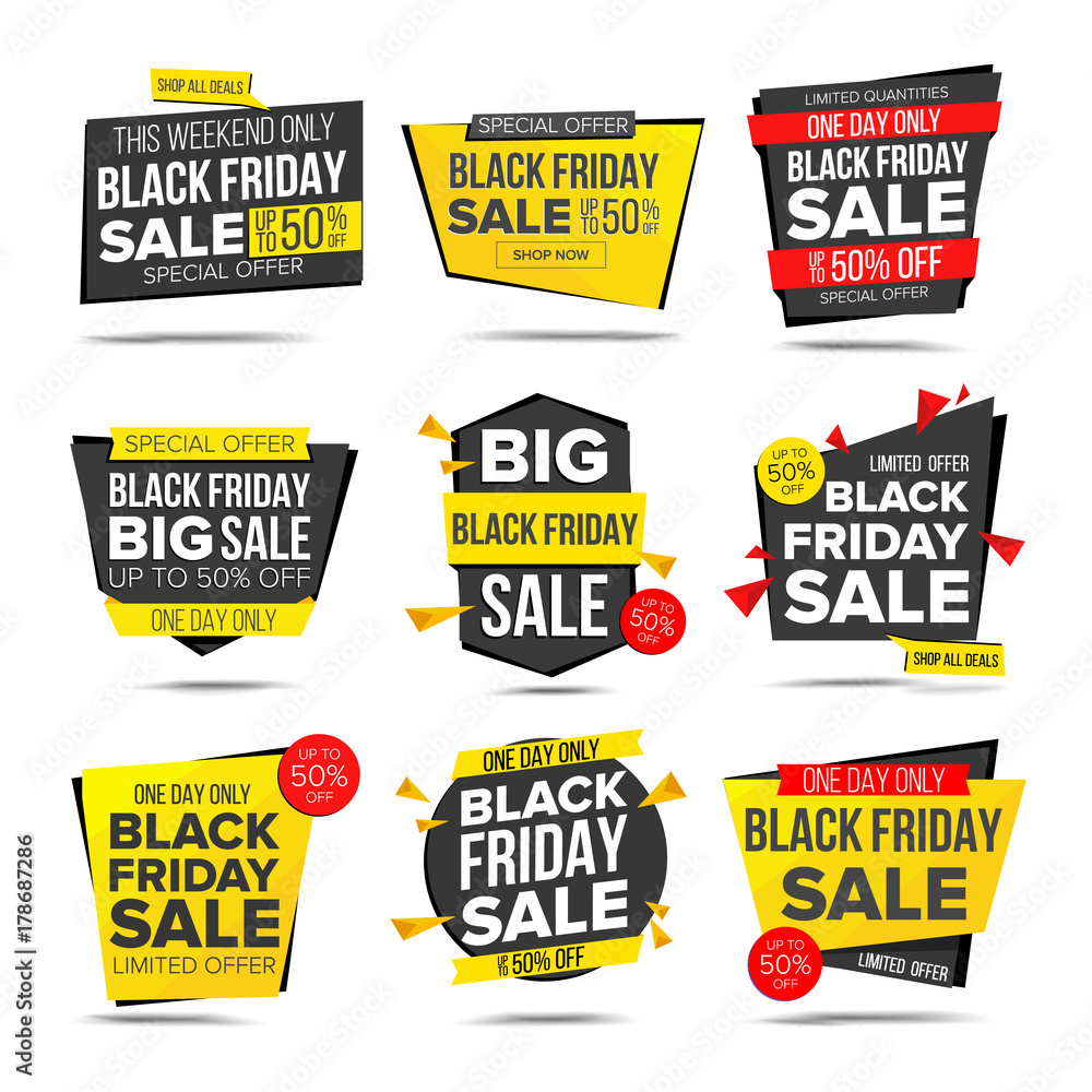 Black Friday Sale Banner Vector. Friday Advertising Element. Isolated On White Illustration