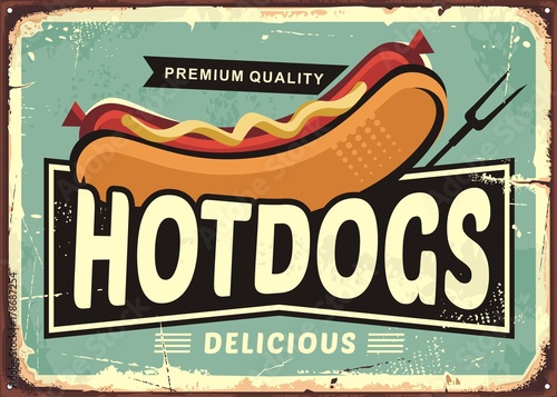 Hot dogs vintage tin sign idea