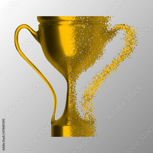 Winner cup isolated. Golden trophy on white background. illustration.