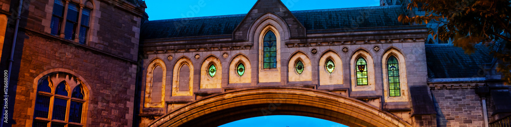 Illuminated Arch of the Christ Church Cathedral in Dublin, Ireland