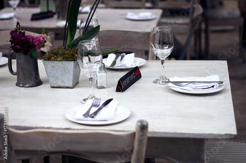 reserved table in the restaurant