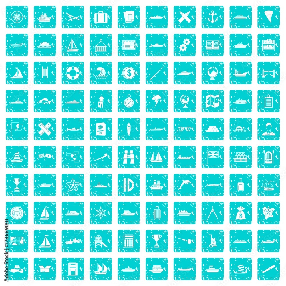100 shipping icons set grunge blue 100 shipping icons set grunge blue