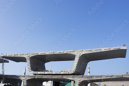 Bridge piece box and blue sky,Construction of elevated road,Construction of the bridge