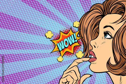 wow woman thinks Pop art retro