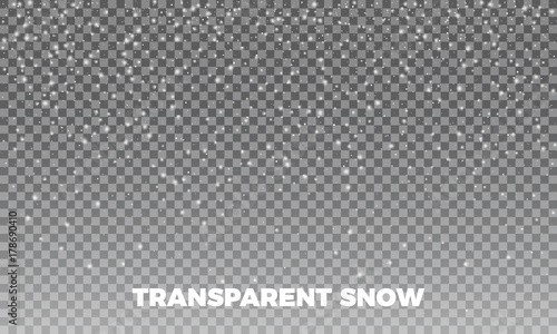 Snow. Vector transparent snow background. Christmas and New Year decoration