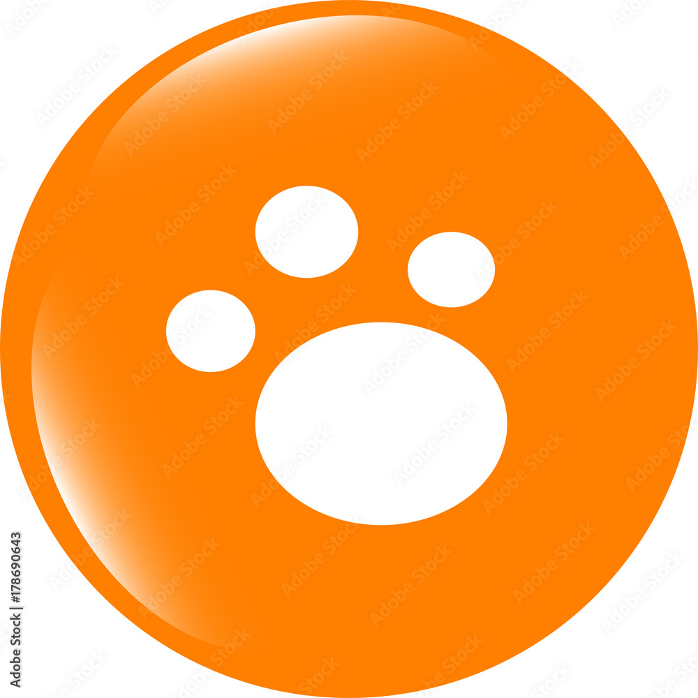 Fototapeta premium animal footprint glossy web icon isolated on white