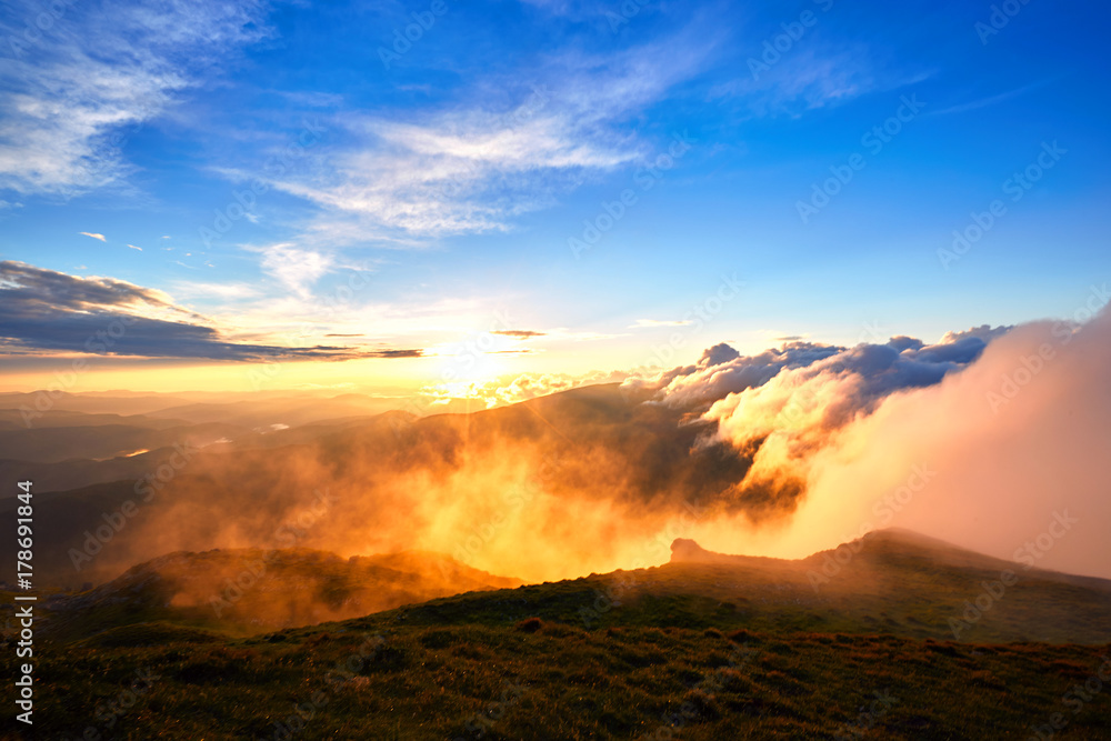 Beautiful view from the top of the mountain at sunset. Beautiful view from the top of the mountain at sunset.