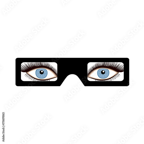 3D glasses with eyes vector illustration.