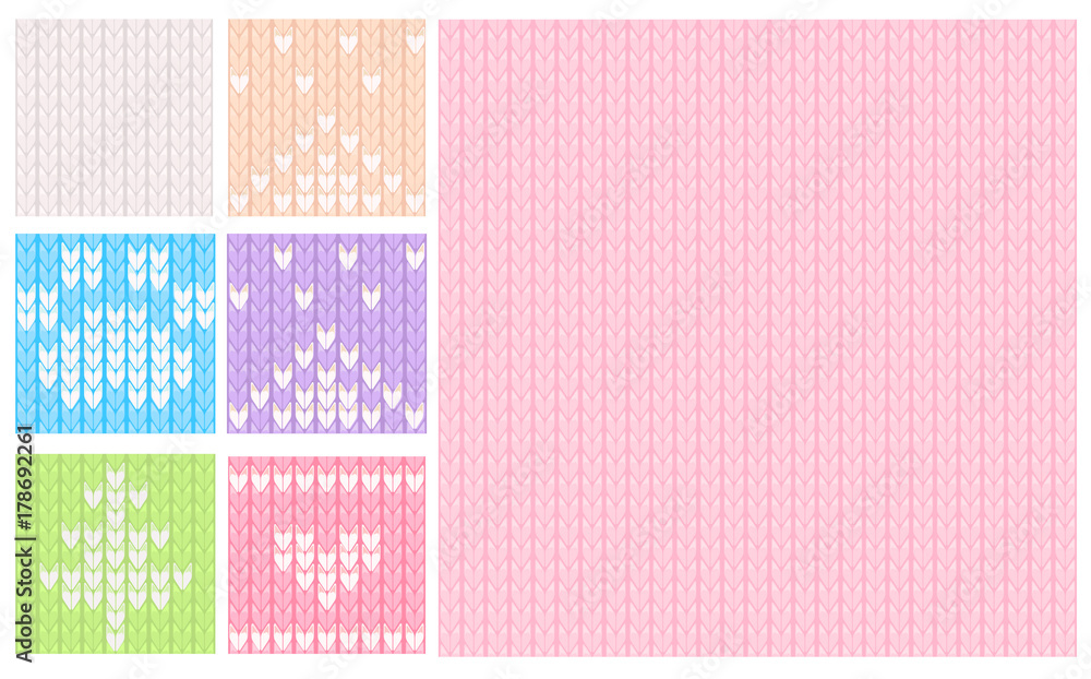 Pink and pastel knitted seamless pattern. Vector knit texture for kids and baby. Christmas winter background.
Pink and pastel knitted seamless pattern. Vector knit texture for kids and baby. Christmas winter background.