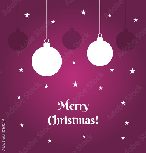 Christmas baubles on purple background