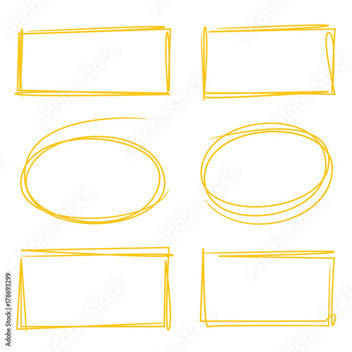 yellow hand drawn rectangle and circle marker elements